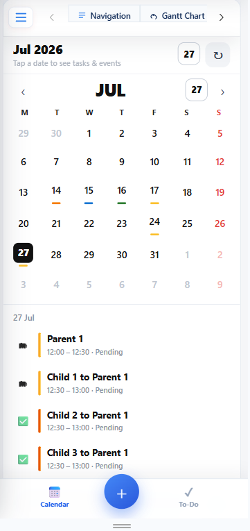 IxpertOnCloud Calendar mobile month agenda